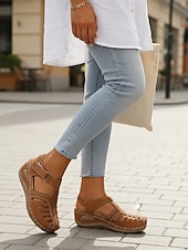 economico Sandali con zeppa-sandali da pescatore casual da donna con punta chiusa – scarpe comode e traspiranti con cinturino regolabile per camminare e per l'uso all'aperto