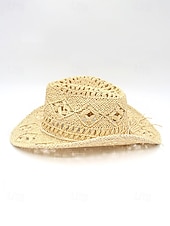 Χαμηλού Κόστους Ανδρικά καπέλα-Ανδρικό ψάθινο καουμπόικο καπέλο western σε πολλά χρώματα, υφαντό καλοκαιρινό καπέλο ηλίου για διακοπές στην παραλία, ρούχα western στυλ, ρούχα σε θέρετρα και καλοκαιρινά πάρτι