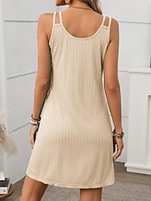 abordables Robe blanche-Femmes Mini Robe Robe Décontractée Robe Nuisette Élégant Mode Moderne Extérieur Vacances Sortir Coupe régulière Uni Sans manches Col en V Bleu Noir Vert Claire Rose Claire Été Printemps