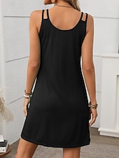 abordables Robe blanche-Femmes Mini Robe Robe Décontractée Robe Nuisette Élégant Mode Moderne Extérieur Vacances Sortir Coupe régulière Uni Sans manches Col en V Bleu Noir Vert Claire Rose Claire Été Printemps