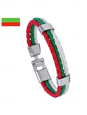 economico Accessori-Bracciale da uomo intrecciato in similpelle, disponibile in diversi colori, ispirato alla bandiera americana, ideale per partite di calcio, tifosi, tifosi di football, per lo spirito di squadra e per un look casual da giorno di partita.
