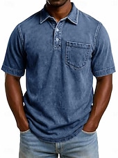 halpa Miesten klassinen poolopaita-SoftFade™ Miesten Happopesu Paita Puuvilla Polo Paita Rentoa Lomaa Kauluskaveri Värikästä Polo Kaulusta Lyhythihainen Muoti Perus Yksinkertainen Vintage Haalistunut Kesä Kevät Normaalimallinen Musta