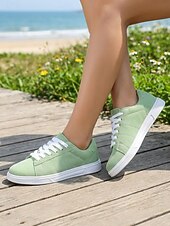 preiswerte Damen-Sneaker-Grüne Damen-Sneaker – minimalistische Schnürschuhe für Damen, ideal für Reisen, Alltag und Shopping