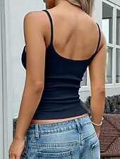 abordables Tanque Sencillo-Mujer Tallas pequeñas Camiseta sin mangas Top de punto Top ajustado Mariposa Color sólido Elegante Estilo lindo Casual Sin Mangas Tirantes Espagueti Tops cortos Diario Noche Fin de semana Azul