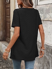 economico Bluse Eleganti-Per donna Camicia Camicia traforata Top traforato Blusa Bottoni Semplice Vintage Elegante Classico Manica Corta Collo quadrato Top Regolari Casuale Quotidiano Spiaggia Nero Bianco Rosa Azzurro cielo