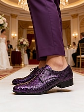baratos Sapatos Derby-Sapatos sociais masculinos em couro sintético laranja vibrante com estampa de cobra, bico fino e cadarço, ideais para baladas, festas, ocasiões especiais e casamentos.