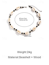billiga Herrsmycken-Herrhalsband med träpärlor och snäckor i bohemiskt material, smycken för strandsemester och vardagsaktiviteter, lätt justerbart tillbehör för resor och sommarkläder