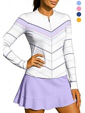 halpa Naisten paita-Naisten Geometrinen Urheilupaita Tennispaita Pitkähihainen Vetoketju Kukka-aihe UPF50+ UV-vastustuskykyinen Erittäin elastinen Kosteuden siirtävä Hengittävä Lentopallo Tennis Golf poolokaulus