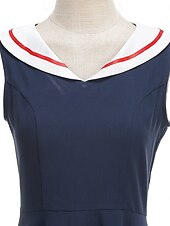 baratos Vestidos-Anos 50 Retro Vintage Até os Joelhos Vestidos Rockabilly Vestido Flare Sem Mangas Côr Sólida Fantasia Mulheres Carnaval Baile de Máscaras Baile de Formatura Festa de Noite Festa de Noivado Adulto