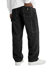 economico pantaloni casual-Per uomo Pantaloni Pantaloni in velluto a coste Pantaloni invernali Pantaloni casual Pantaloni Larghi Coulisse Multi-tasche Tinta unica Comodità Lunghezza intera Casuale Quotidiano All'aperto Moda