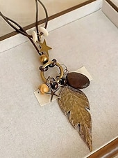 economico Collana da donna-Collane lunghe da donna in stile bohémien a strati, multi-stile, in lega, con pendente regolabile, perfette per l'uso quotidiano e per i viaggi.