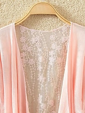 economico Caftani-Per donna Costumi da bagno Copricostume Rashguard Canotta da bagno Vestiti Costume da bagno Arricciato Pizzo Patchwork Vacanza Abbigliamento da Spiaggia Floreale Scollo a V Manica Lunga Costumi da