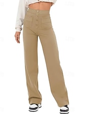 ieftine pantaloni cu picior drept-Pentru femei chinez Drept Elegant Vacanță Modă Lungime totală Talie Înaltă Simplu Confortabil Confort Απαλό Micro-elastic Zilnic În aer liber Stradă Albastru piscină Bleumarin Alb Verde Militar Var