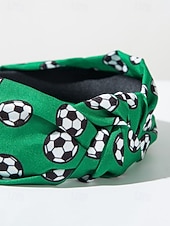 billiga Tillbehör-Knuten polyesterhårband med fotbollstryck i flera färger för kvinnor, håraccessoar för fotbollsfans, för fotbollsmatcher, lagstöd och vardagskläder