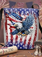  Dameveske i polyester med justerbar stropp, dristig ørn- og amerikansk flaggtrykk, perfekt for USAs 250-årsjubileum, uavhengighetsdagen og hverdagsbruk