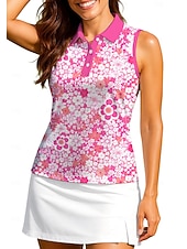 economico Camicia Donna-Per donna Floreale Top Maglietta sportiva Polo da golf Maglia da tennis Senza Maniche Cerniera Floreale UPF50+ Resistente ai Raggi UV Alta elasticità Traspirante Pallavolo Tennis Golf Collo ripiegato