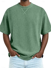 abordables Camisetas de pana-Hombre Camiseta Camisa de Pana Camiseta superior Manga Corta Cuello Barco Verano Primavera Todas las Temporadas Color sólido A Rayas Tira de pozo Básico Retro Antiguo Casual Suave Pana Vacaciones