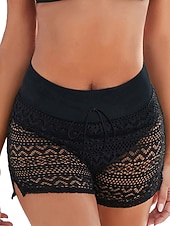 economico Slip bikini-Per donna Costumi da bagno Calzoncini da mare Boxer elasticizzati Vita alta Costume da bagno ritaglio sexy Coulisse Pizzo Vacanza Abbigliamento da Spiaggia Tinta unica Senza Maniche Costumi da bagno