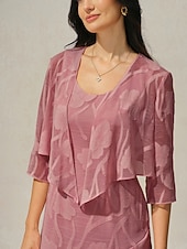  Women's Shrugs Lace Illusion Floral Graphic Elegant Crew Neck Regular Tops Daily Wedding Guest Vacation Wear Dusty Rose Summer Spring