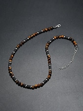 levne Dovolená příslušenství-Pánský náhrdelník s přírodními kameny v bohémském stylu, vícebarevný, ideální pro každodenní nošení i dovolenou u moře