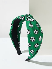 billiga Tillbehör-Knuten polyesterhårband med fotbollstryck i flera färger för kvinnor, håraccessoar för fotbollsfans, för fotbollsmatcher, lagstöd och vardagskläder