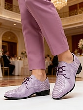 Χαμηλού Κόστους Derby παπούτσια-Ανδρικά μπλε παπούτσια με ανάγλυφο κροκόδειλο, δερμάτινο επάνω μέρος με κορδόνια, μοντέρνα πολυτελή στυλ, κατάλληλα για κομψούς άνδρες σε πάρτι, ειδικές περιστάσεις και γάμους.