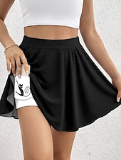 economico Gonne grafiche-Per donna Gonna da vacanza Gonna da tennis Elegante Moda Hawaiano Abbigliamento da Spiaggia Sopra il ginocchio Vita Alta Gonne Grafico Animale Stampato Alta elasticità Quotidiano Spiaggia Bianco e