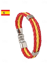 economico Accessori-Bracciale da uomo intrecciato in similpelle, disponibile in diversi colori, ispirato alla bandiera americana, ideale per partite di calcio, tifosi, tifosi di football, per lo spirito di squadra e per un look casual da giorno di partita.
