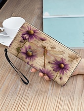 Χαμηλού Κόστους Πορτοφόλια-Γυναικείο πορτοφόλι από τεχνητό δέρμα, με πολλαπλά σχέδια λιβελούλας, μεγάλη χωρητικότητα με πολλαπλές θήκες, ιδανικό για καθημερινή χρήση, διακοπές και ταξίδια