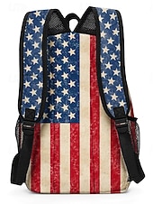  תרמיל גב יוניסקס עם הדפס פוליאסטר, עיצוב דגל אמריקאי וינטג', קיבולת גדולה, עמיד, אידיאלי ליום השנה ה-250, יום העצמאות, נסיעות יומיומיות ושימוש חיצוני