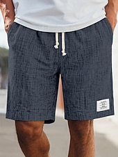 ieftine Retro-Bărbați Pantaloni Scurți Pantaloni scurți de vară Pantaloni scurți de plajă Pantaloni scurți casual Cordon Talie elastică Simplu Culoare solidă Texturat Confort Lungimea genunchiului Zilnic În aer