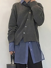 economico Giubbotti di maglione-Per donna Felpa Cardigan Moda Streetwear Casual Tinta unica Girocollo Bottoni Lavorato a maglia Manica Lunga Top Regolari Maglia Quotidiano All'aperto Weekend Nero Arancione Primavera Autunno