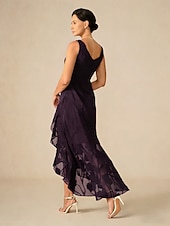  Mujer Vestido Midi Vestido de volante Elegante Diario Vacaciones Invitado a la boda Encaje Multi capa Ajuste regular Floral Sin Mangas Manga Corta Escote en U Color Ciruela