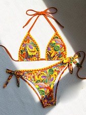 preiswerte Bikini-Sets-Damen Badeanzug Bikini Zweiteilig Freche Unterhose Bademode Schlank Rückenfrei Urlaub Strandbekleidung Blumen Paisley-Muster Neckholder Ärmellos Badeanzüge