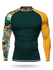 cheap Men's Rash Guard-Men's Standard Rash Guard Swim Shirt Geometric Abstract Camo / Camouflage UPF50+ UV Protection Quick Dry Long Sleeve Swimwear Sun Shirt Surfing Canoeing Beach Summer