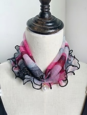 economico Accessori per le vacanze-sciarpa in chiffon di poliestere in stile bohémien da donna, stampe floreali multicolori, fascia versatile, perfetta per l'abbigliamento casual quotidiano e le vacanze al mare