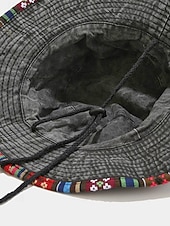 Χαμηλού Κόστους Αξεσουάρ διακοπών-Ανδρικό καπέλο bucket από μείγμα βαμβακιού σε μποέμ στιλ με έθνικ σχέδια, πολύχρωμο σχέδιο – ιδανικό για καθημερινή χρήση και ταξίδια διακοπών