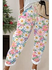 Χαμηλού Κόστους Γραφικά Παντελόνια-Γυναικεία Πλατύ παντελόνι ανάπαυσης Ίσια Διακοπές Καθημερινό Πλήρες μήκος Φυσικό Φλοράλ Γραφική Τσέπη Εκτύπωση Στάμπα Άνετα Άνεση Άνετο Μικροελαστικό Διακοπές Δρόμος Αιτιώδης συνάφεια
