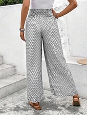  בגדי ריקוד נשים רגל רחבה מכנסי בוהו צ'ינו סקורט חופשה סגנון רחוב יום יומי עד לקרסול מותן בינונית גראפי שרוך מדפיס נוח קומפורט נושם מיקרו-אלסטי יומי בָּחוּץ חופשה שחור לבן קיץ אביב רגיל