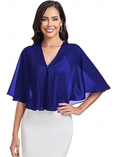 cheap Cape-Women's Wrap Shrug Mother's Wraps Bridal's Wraps Wedding Guest 's Wraps Elegant Ladies Formal Style Sleeveless Chiffon Wedding Wraps With Pure Color For Daily Summer