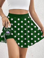 cheap Independence Day Bottoms-Women's Vacation Skirt Tennis Skirt Elegant Fashion Hawaiian Beach Wear Mini High Waist Skirts Graphic Galaxy Star Print Print Stretchy Daily Beach Blue Amethyst Green Summer
