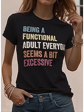  женская футболка с забавными юмористическими цитатами, графическим принтом, буквами, стильная, классическая, повседневная, с коротким рукавом, круглым вырезом, стандартного кроя, на каждый день,