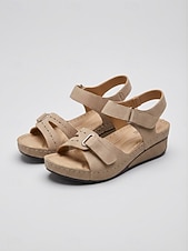 Недорогие Сандалии на танкетке-женские босоножки на танкетке с регулируемыми ремешками-липучками – удобная летняя обувь для прогулок и повседневной носки