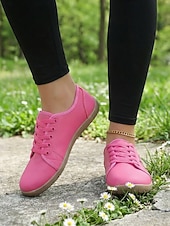 billige Sneakers til kvinner-damerosa sneakers med bred passform og snøring, lette, uformelle tursko i kunstskinn for reiser og trening &amp;hverdagskomfort