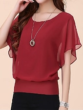 abordables camisetas-Mujer Camiseta Retazos Plano Casual Manga Corta Cuello Barco Tops regulares Diario Noche Fin de semana Negro Blanco Rojo Azul Real Morado Verano Primavera