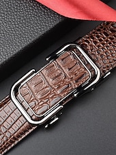 preiswerte Hochzeit ACC-Herren-Gürtel aus echtem Leder mit Krokodilmuster, schwarz &amp; braun, elegantes Accessoire für formelle und legere Anlässe wie Hochzeiten, Partys und den täglichen Geschäftsalltag