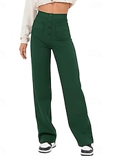 ieftine pantaloni cu picior drept-Pentru femei chinez Drept Elegant Vacanță Modă Lungime totală Talie Înaltă Simplu Confortabil Confort Απαλό Micro-elastic Zilnic În aer liber Stradă Albastru piscină Bleumarin Alb Verde Militar Var