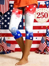 זול מכנסי יום העצמאות-בגדי ריקוד נשים חותלות חופשה אופנתי יום יומי קפריס מותניים גבוהיםPantsיום העצמאות האמריקאי גראפי דגל אמריקה דפוס קומפורט רך נוח סטרצ'י (נמתח) יומי רחוב חגים פול לבן אודם קיץ אביב גזרה צרה