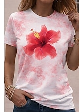 voordelige Dieren thee-Dames T-shirt Afdrukken Grafisch dier Vlinder Vintage Stijlvol Klassiek Korte mouw Strakke ronde hals Ronde hals Normale tops Dagelijks Weekend Blozend Roze Rood Regenboog Zomer Lente