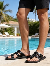 voordelige Heren-Herensandalen van imitatieleer – ideaal voor wateractiviteiten, vakanties in resorts en ontspanning aan het zwembad.
